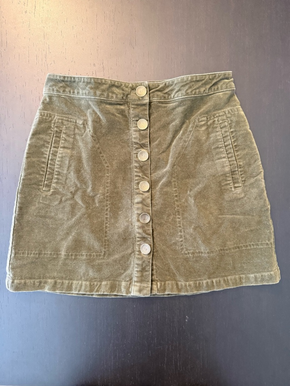 Forever 21 Olive Green Button-Front Corduroy Mini Skirt Women’s Size S
